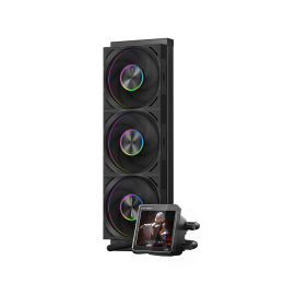 Система охлаждения/ Water Cooling System PCCooler DT360 ARGB Display BK (300W, 360mm, LED temp., Black, ARGB/ Fans: 3x120mm, 83.83CFM, 3000RPM/ Pump height 62mm, 15dBA, 2600RPM, Rad thickness 27mm/ S: 1851, 1700, 1200, 115X, AM5, AM4)