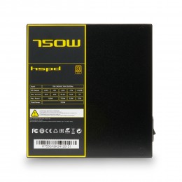 Блок питания/ Power Supply HSPD, 750W 80+ Gold (ATX, 2.52, Full modular, 1x24(20+4)pin mesh 550mm, 1xCPU*2 8(4+4)pin 650+150mm, 2xPCIe*2 8(6+2)pin 500+150mm, 2xSATA*3 450+150+150mm, 1xMOLEX4pin*3 450+150+150mm , Active, 120x120mm, 150x140x86mm, APFC, OVP,