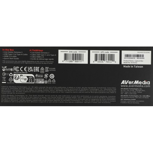 Карта видеозахвата Avermedia Live Gamer Extreme 3 GC551G2 - Внешний USB 3.1 для Профессиональной Записи Игрового Процесса
