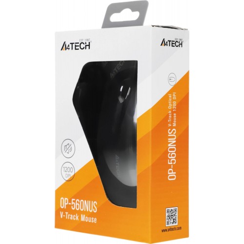 Мышь A4Tech OP-560NUS черная оптическая 1200dpi с тихими кнопками и USB подключением