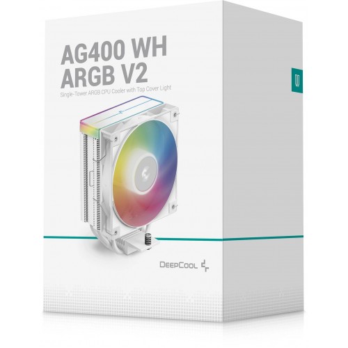 Устройство охлаждения(кулер) Deepcool AG400 Wh V2 ARGB Soc-AM5/AM4/1200/1700/1851 белый 4-pin 31.6dB Al+Cu 220W 643gr Ret (R-AG400-WHAMMN-GJD)