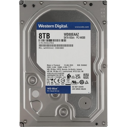 Жесткий диск WD SATA-III 8TB WD80EAAZ Desktop Blue - Высокопроизводительное хранилище 3.5 дюйма с 256Mb кешем