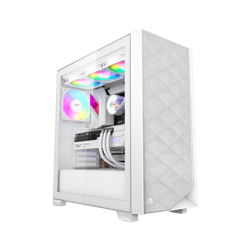 Корпус без блока питания/ Case PCCooler C3D510 WH ARGB, Midi-Tower, TG, Mesh, 3x120mm ARGB, 2xUSB-A 3.0, E-ATX, ATX, mATX, mITX White PcCooler