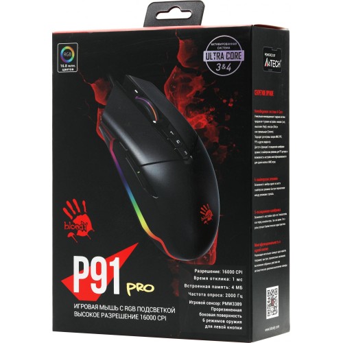 Мышь A4Tech Bloody P91 Pro черный оптическая 16000dpi USB 8but