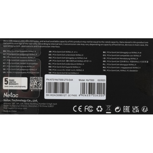 Твердотельный накопитель Netac NV7000 2TB PCIe 4.0 x4 M.2 2280 - Высокая скорость и надежность для вашего ПК