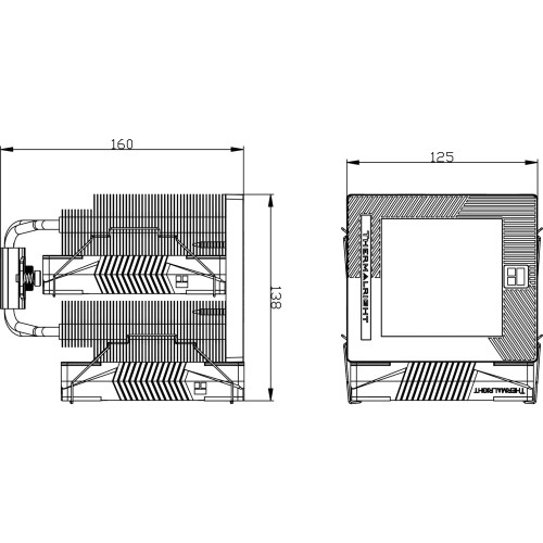 Кулер для процессора/ CPU Cooler Thermalright Phantom Spirit 120 Vision EVO (4-pin PWM, LED, 160mm, Ni/CU, 7x6mm, ARGB, 2x120mm, 92CFM, 36dBA, 2150RPM, S: 1851, 1700, 1200, 115X, AM5, AM4, black) Thermalright