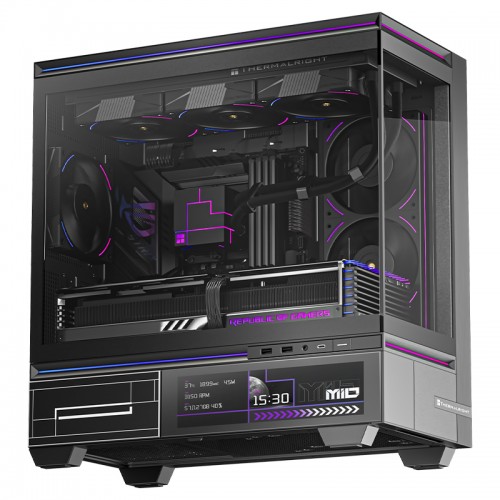 Корпус без блока питания/ Case Thermalright M10 Vision FAN4-M, Mini-Tower, TG, LCD, 4x120mm ARGB, 2xUSB-A 3.0, 1xUSB Type-C, mATX, mITX Black