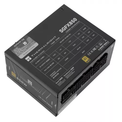 Блок питания 750W/ Power Supply Thermalright, 850W 80+ Gold (SFX, 3.1, PCIe 5.1, Full modular, 1x24(20+4)pin, 1xCPU 8(4+4)pin, 2xPCIe*2 8(6+2)pin, 1x12VHPWR PCIe 5.1 12+4pin 600mm, 3xSATA3, 3xMOLEX4pin, Active, 92x92mm, 100x125x64mm, APFC, OPP, OVP, OTP, 