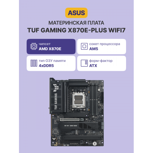 Материнская плата TUF GAMING X870E-PLUS WIFI7: Высокая производительность и надежность для геймеров