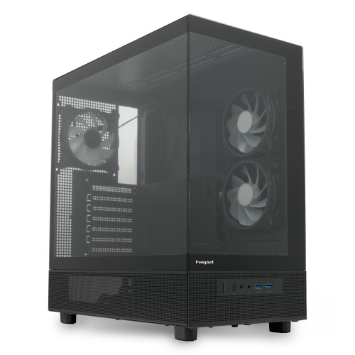 Корпус HSPD F710 Panoramic Mid Tower без блока питания - Черный, TG, 3x120mm ARGB, для E-ATX, ATX, mATX, mITX, 7xPCI, 2xUSB-A 3.0, 435x230x457mm