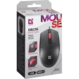 Defender Проводная оптическая мышь Delta MM-523 черн,3D,бесшумная,1,8м,1000dpi
