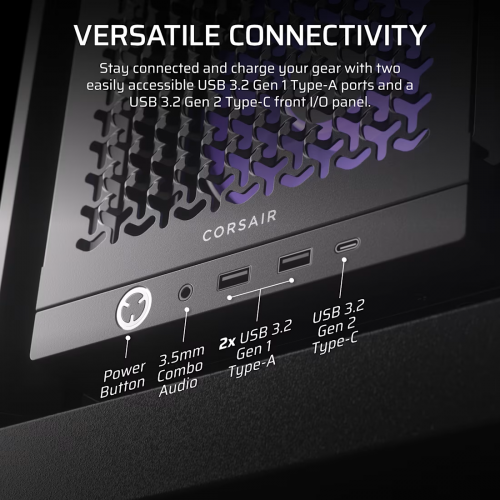Корпус Corsair Frame 4000D RS ARGB - Midi-Tower без блока питания с RGB подсветкой, 3 вентилятора 120mm, поддержка E-ATX/ATX/mATX/mITX, черный