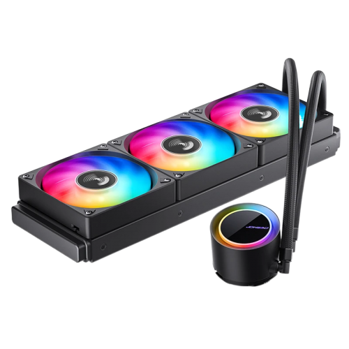 Система жидкостного охлаждения/ Water Cooling System JONSBO TG-360 Black (300W, 360mm, Black, ARGB/ Fans: 3x120mm, 66.19CFM, 35.4dBA, 1800RPM/ Pump height 72mm, 30dBA, 2400RPM, Rad thickness 27mm/ S: 1700, 1200, 115X, AM5, AM4) JONSBO