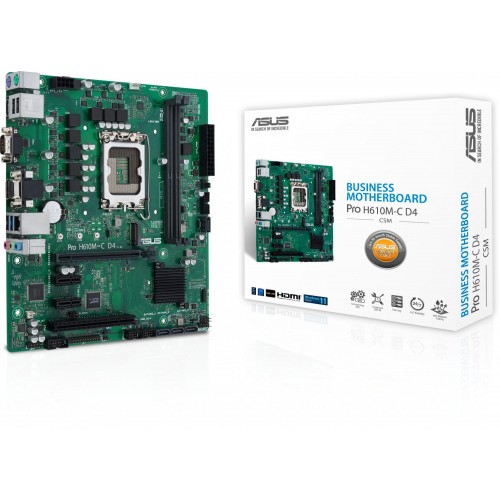 Материнская плата Asus PRO H610M-C D4-CSM для Intel 1700 с поддержкой 2xDDR4, mATX и 8-канальным звуком