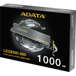 Твердотельный накопитель/ ADATA SSD LEGEND 860, 1000GB, M.2(22x80mm), NVMe 1.4, PCIe Gen 4x4, 3D NAND, R/W 6000/4000MB/s, IOPs н.д./н.д., TBW 320, DWPD 0.2 (5 лет)