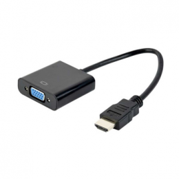 HDMI на VGA адаптер 0.15 м, разъемы HDMI A male - VGA female - mini jack female, упаковка (Filum FL-A-HM)