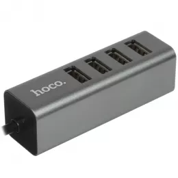 USB-концентратор Hoco HB1, 4 порта USB 3.0, черный, совместимость с Windows и Mac